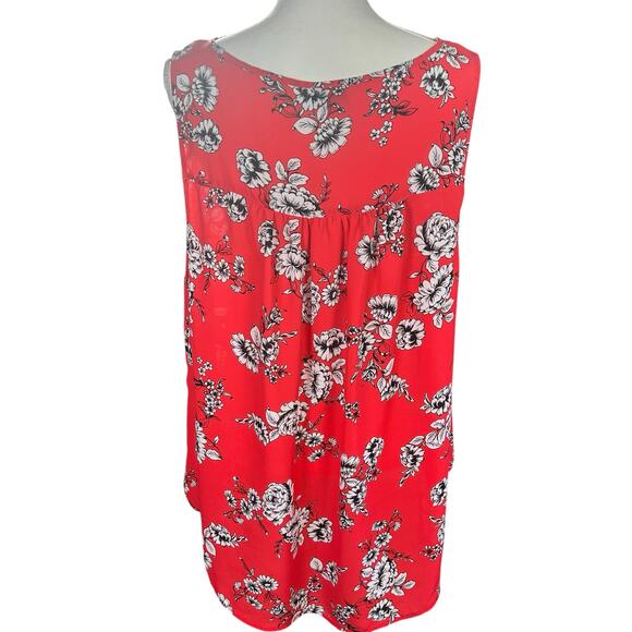 Torrid Georgette Keyhole Tank Size 2X (2) Reddish Orange Floral Keyhole High Low - Picture 3 of 11